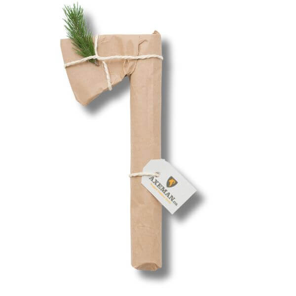 remium outdoor gift ideas from Axeman.ca: Gränsfors Bruk axes, Silky saws, Morakniv knives and Fenix lights on wooden background