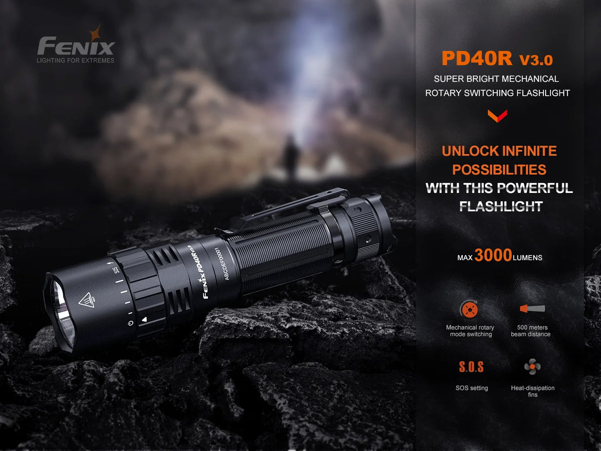 Fenix PD40R V3.0 Rechargeable Flashlight – 3000 Lumens