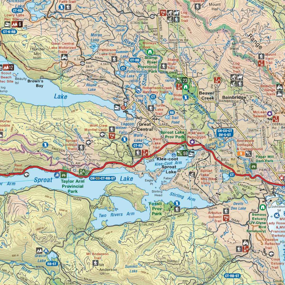Carte récréative du sud de l'île de Vancouver (Colombie-Britannique)