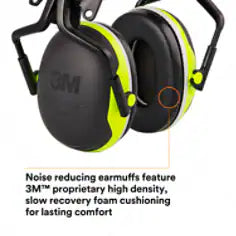 3M 3M™ PELTOR™ X Series Earmuffs, X4P5E, hard hat attached