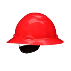 3M™ SecureFit™ Full Brim Hard Hat H-805SFR-UV, Red, 4-Point Pressure Diffusion Ratchet Suspension, with Uvicator