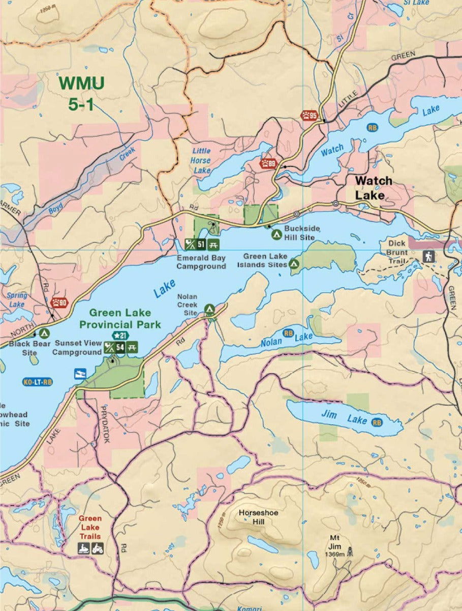 BC Fishing Highway 24 and The Land of Hidden Waters - Recreation Map