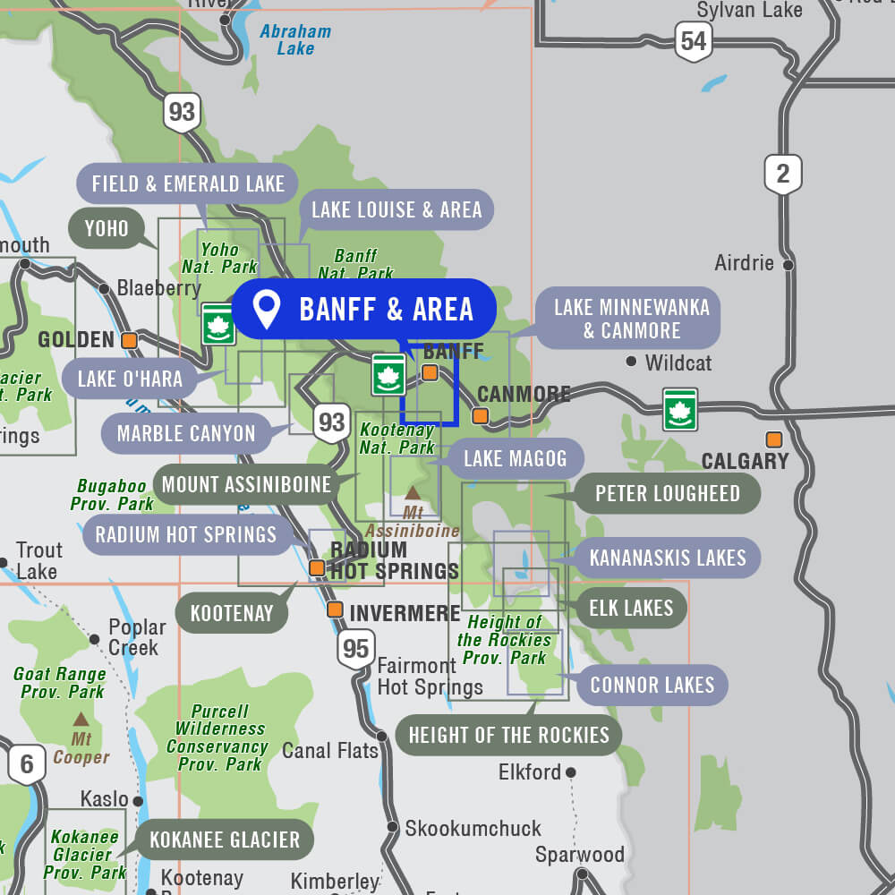 Banff & Area (Banff National Park, Alberta) - Destination Map
