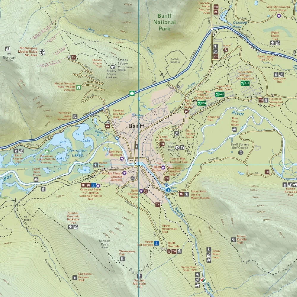 Banff & Area (Banff National Park, Alberta) - Destination Map – Buy ...