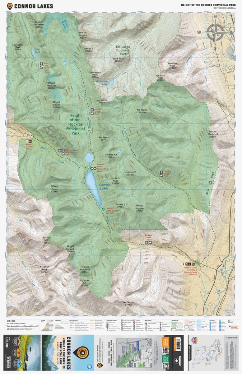 Connor Lakes (Height of the Rockies Provincial Park, BC) - Destination Map