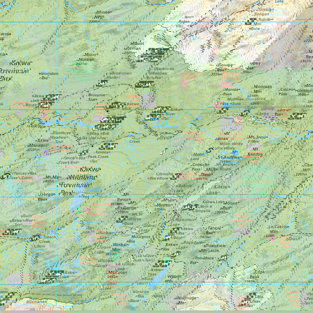 Kakwa Provincial Parks, Alberta & BC - Park Map