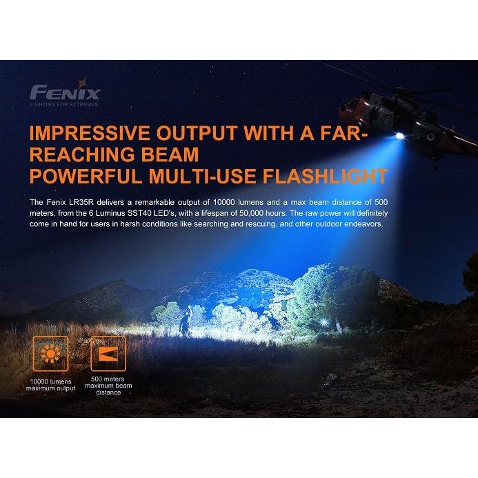 Fenix LR35R Rechargeable LED Flashlight - 10,000 Lumens