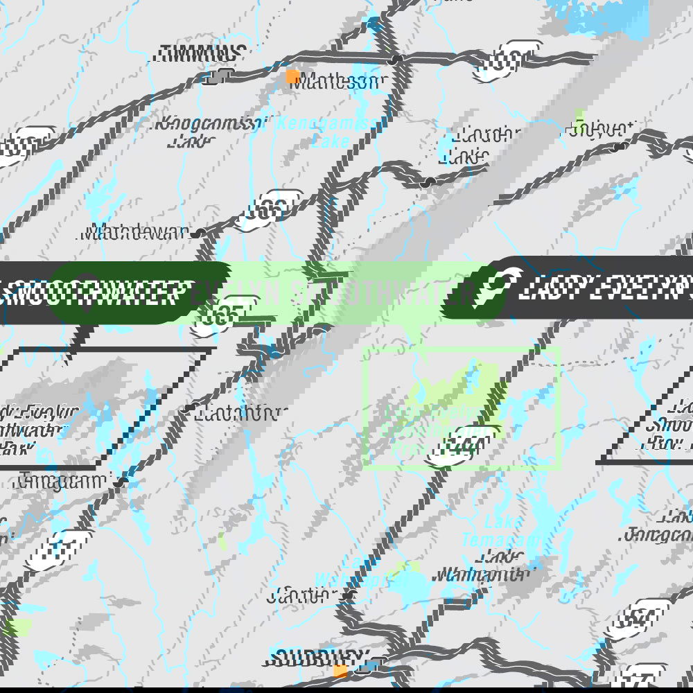 Lady Evelyn Smoothwater Provincial Park Ontario - Park Map