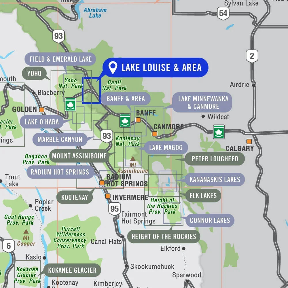 Banff Loop Maps Lake Louise & Area (Banff National Park, Alberta) - Destination Map ...