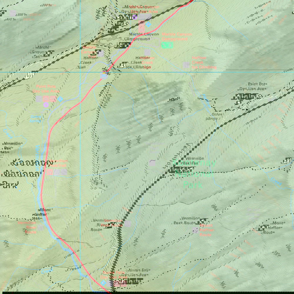 Marble Canyon (Kootenay National Park, BC) - Destination Map
