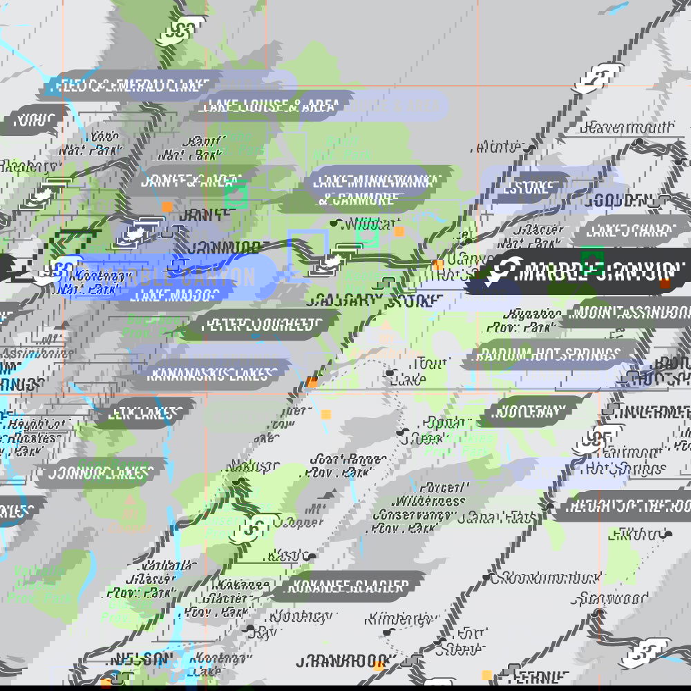 Marble Canyon (Kootenay National Park, BC) - Destination Map