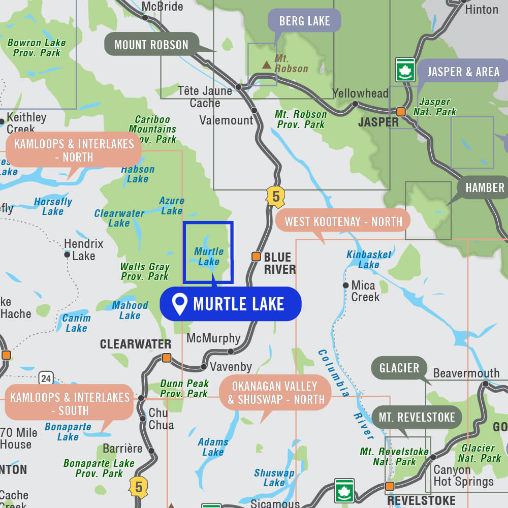 Murtle Lake (Wells Gray Provincial Park, BC) - Destination Map