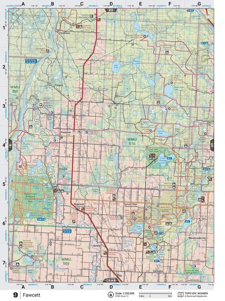 Carte routière du nord de l'Alberta