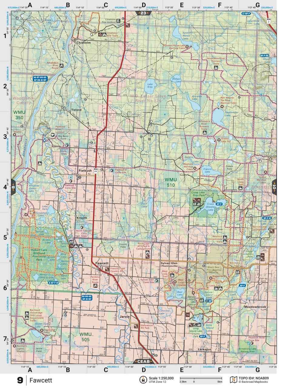Carte routière du nord de l'Alberta