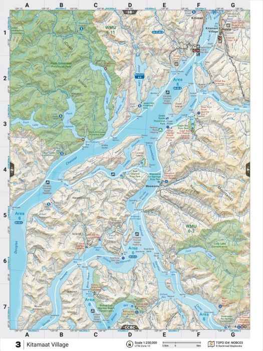 Carte routière du nord de la Colombie-Britannique