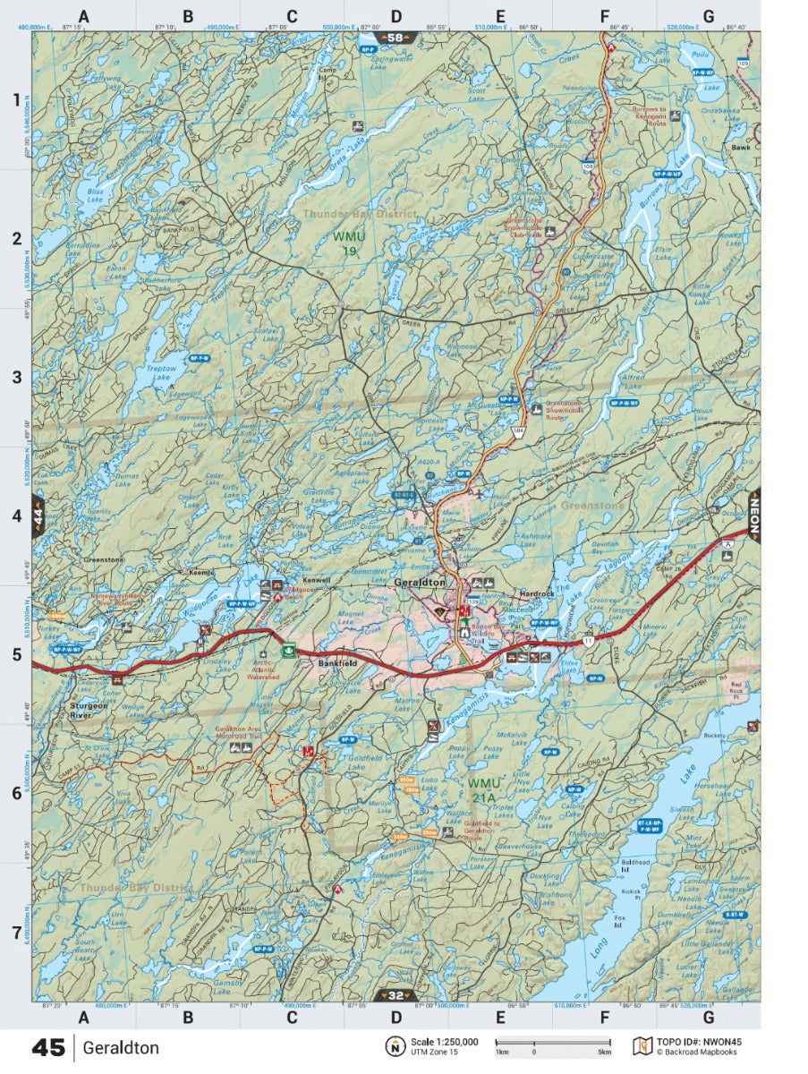 Carte routière du nord-ouest de l'Ontario