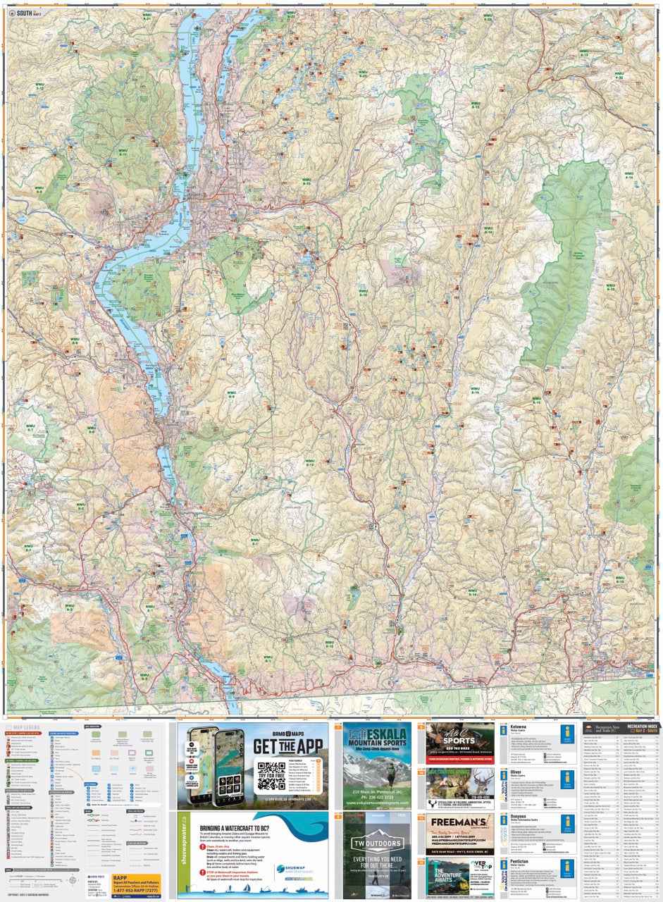 Vallée de l'Okanagan et Shuswap (Colombie-Britannique) - Carte récréative