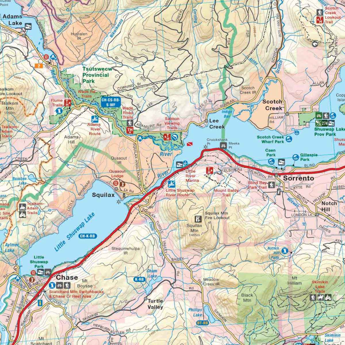 Vallée de l'Okanagan et Shuswap (Colombie-Britannique) - Carte récréative