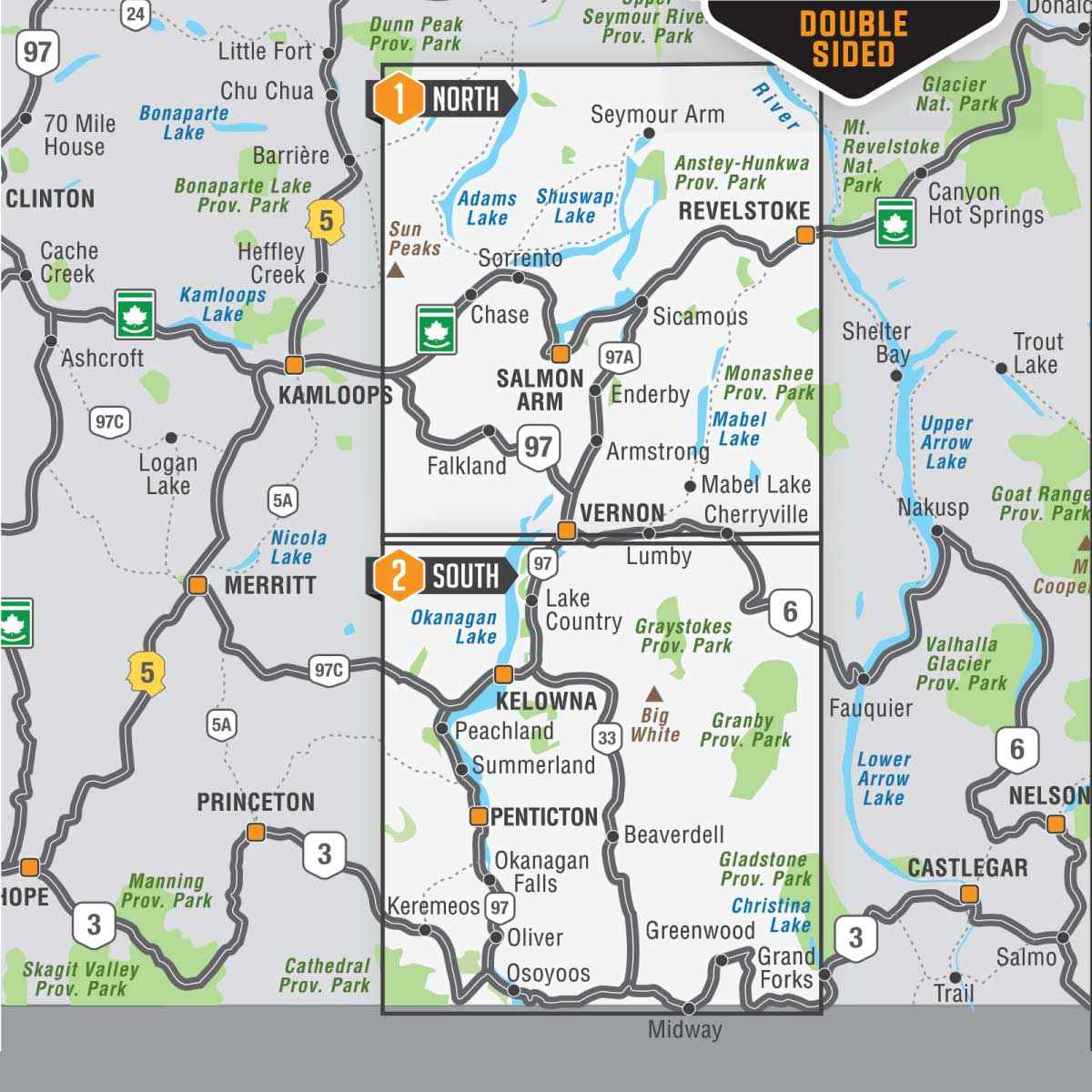 Vallée de l'Okanagan et Shuswap (Colombie-Britannique) - Carte récréative