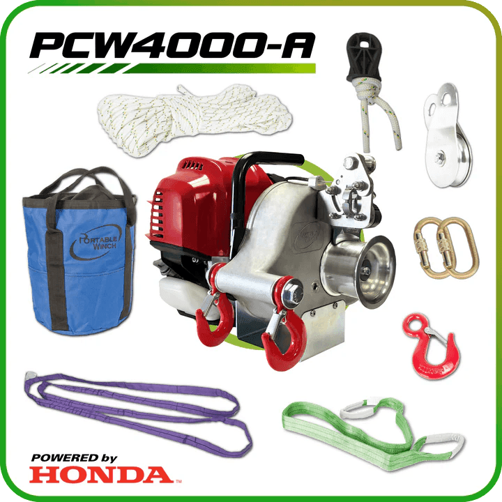 PCW4000-A GX50 Gas Powered Pulling Winch Accessorized Package - Axeman.ca