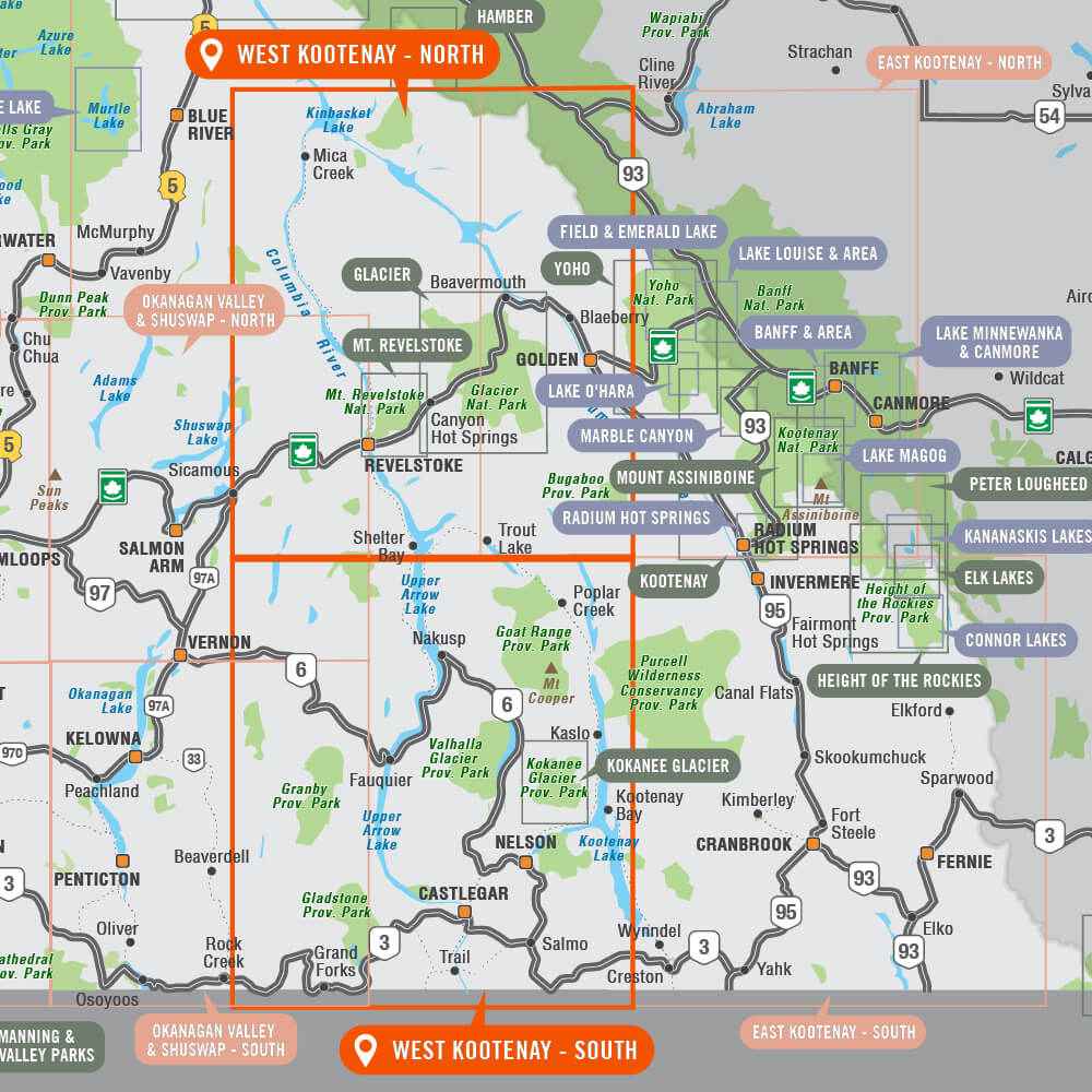 Carte récréative de West Kootenay (Colombie-Britannique)