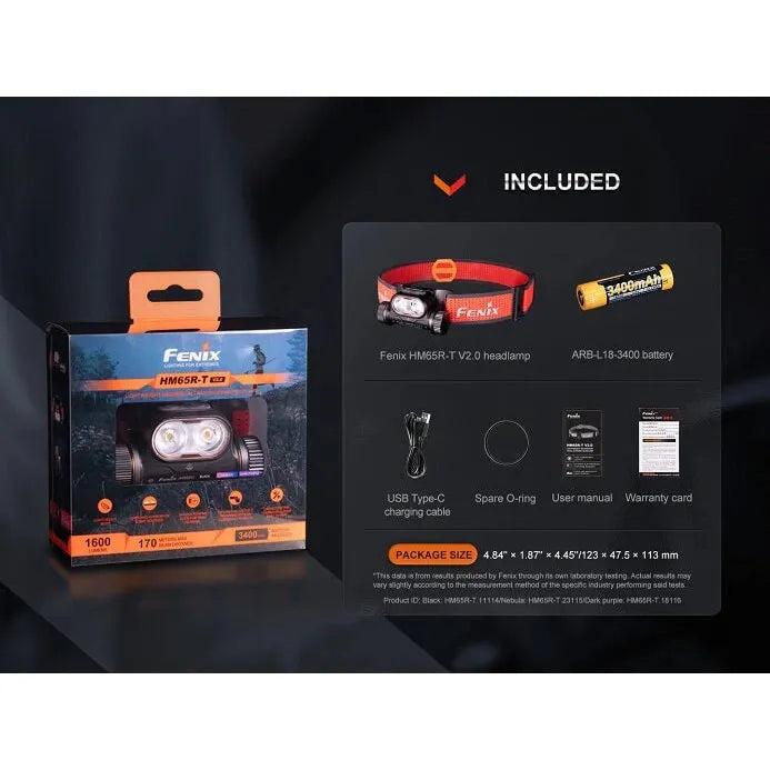 Fenix HM65R-T V2 Rechargeable Lightweight Trail Running Headlamp