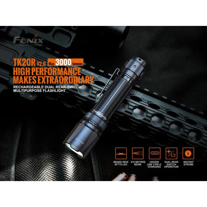 Fenix TK20R V2.0 Rechargeable LED Flashlight - 3000 Lumens