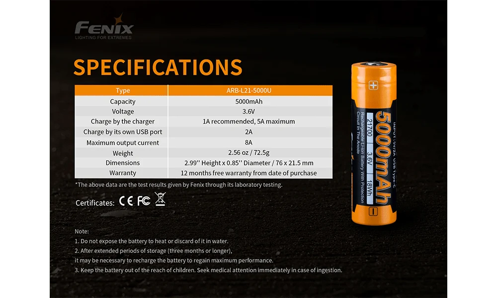 ARB-L21-5000U Rechargeable 21700 Battery