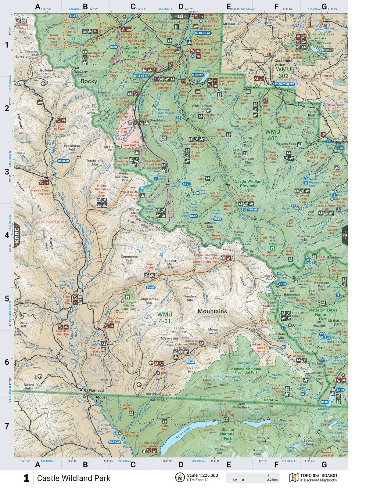 Carte routière du sud de l'Alberta